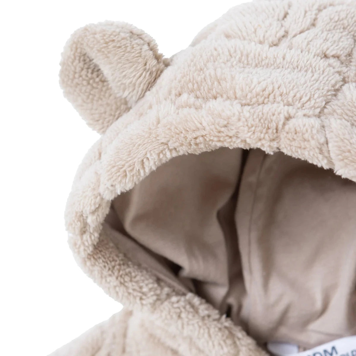 Midimod Animal Print Hooded Fleece Baby Pramsuit (1-3 Months to 12 Months) Beige - ebebek