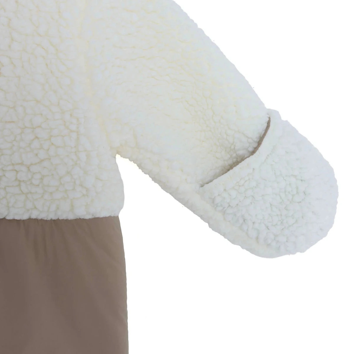 Midimod Hooded Zip-Up Soft Fleece Baby Pramsuit (1-3 Months to 12 Months) Ecru - ebebek