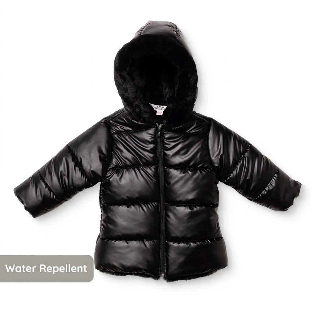 Midimod Water-Repellent Hooded Baby Coat (12 Months to 2-3 Years) Black - ebebek