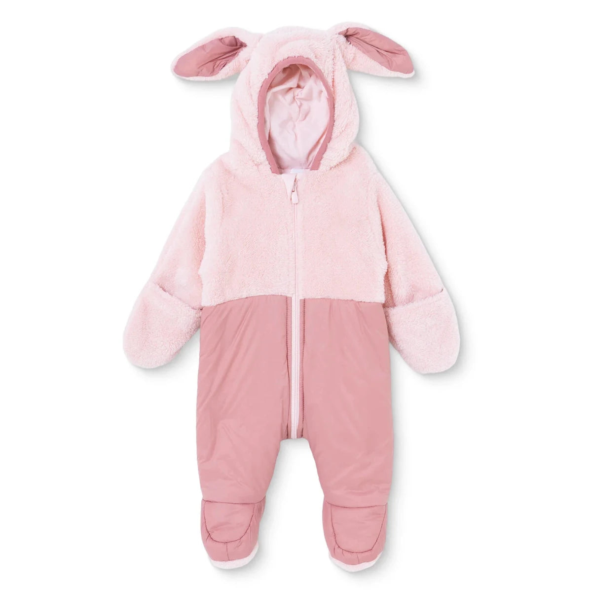 Midimod Hooded Zip-Up Soft Fleece Baby Pramsuit (1-3 Months to 12 Months) Pink - ebebek