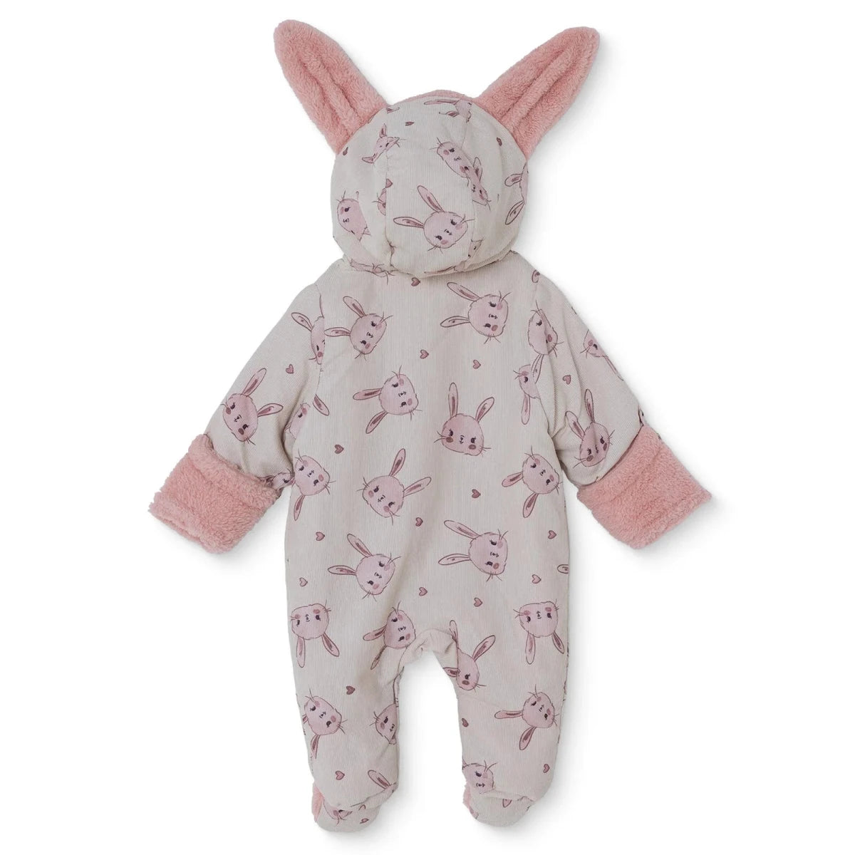 Midimod Hooded Zip-Up Soft Fleece Baby Pramsuit (1-3 Months to 12 Months) Ecru - ebebek