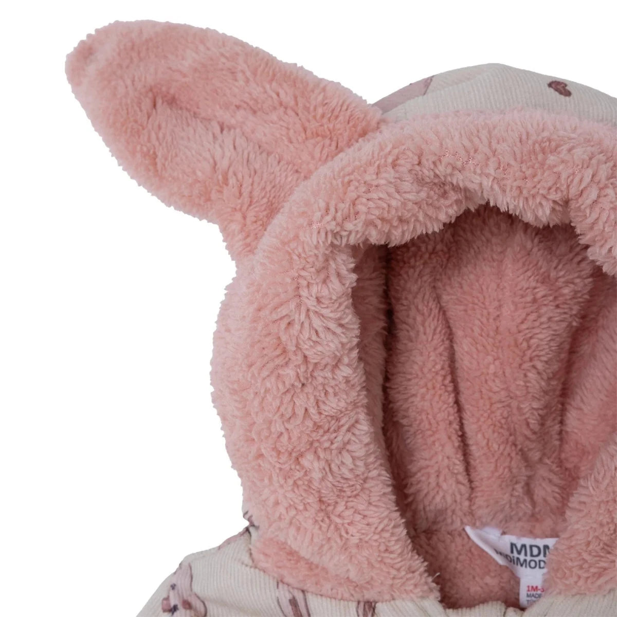 Midimod Hooded Zip-Up Soft Fleece Baby Pramsuit (1-3 Months to 12 Months) Ecru - ebebek