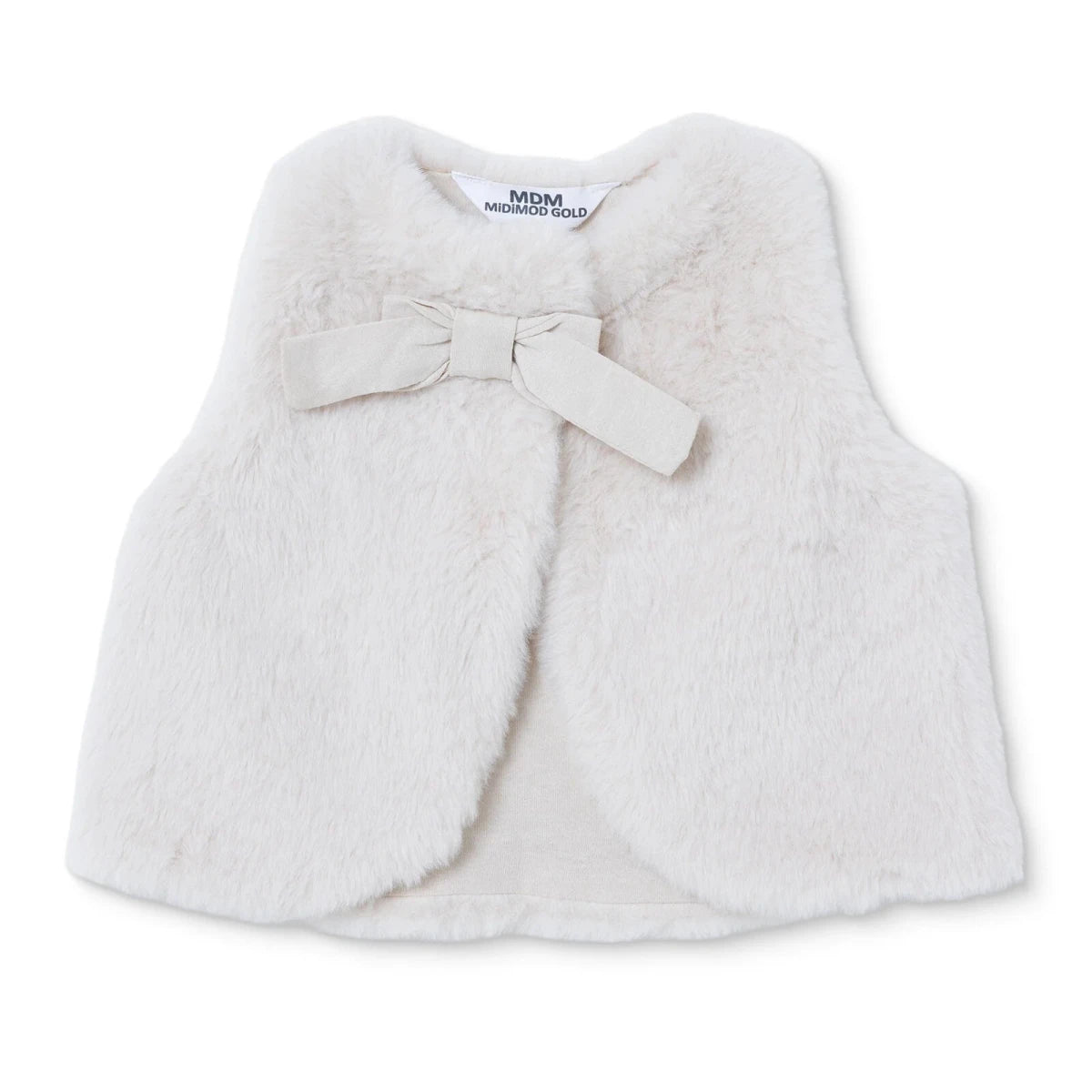Midimod Snap Fastening Fleece Baby Gilet (1-3 Months to 12 Months) Ecru - ebebek
