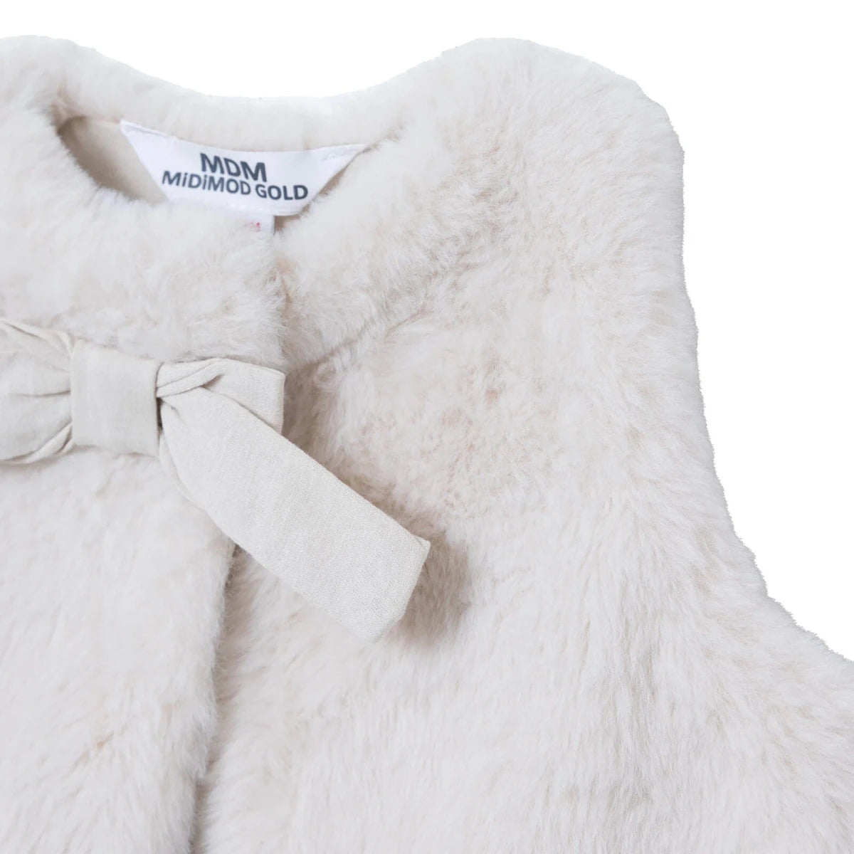 Midimod Snap Fastening Fleece Baby Gilet (1-3 Months to 12 Months) Ecru - ebebek