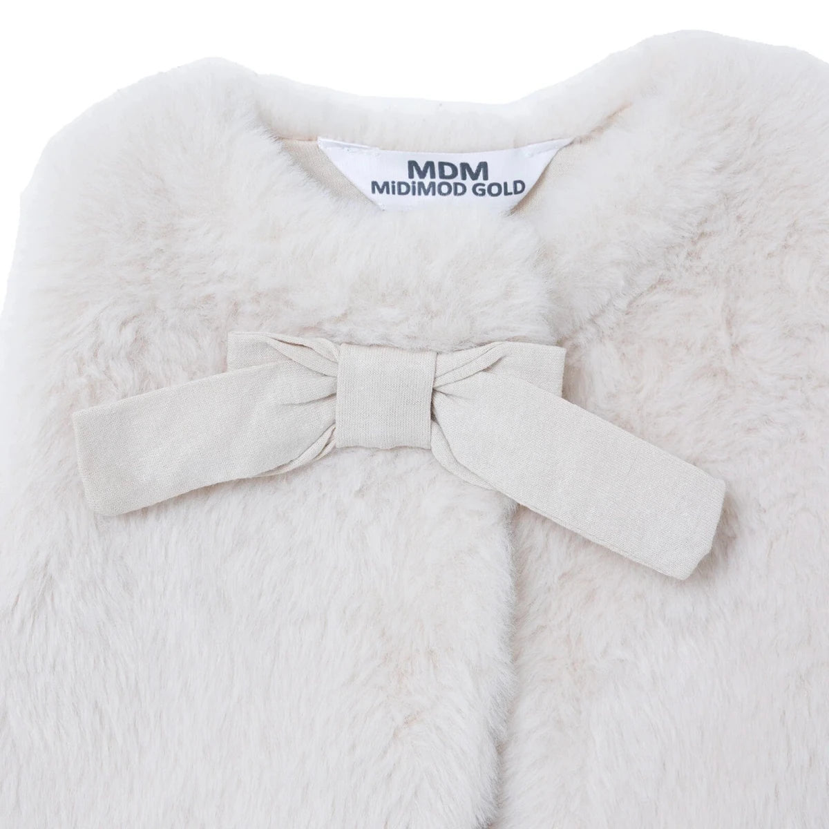 Midimod Snap Fastening Fleece Baby Gilet (1-3 Months to 12 Months) Ecru - ebebek