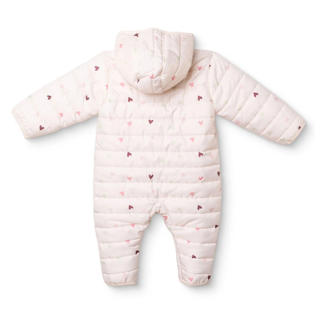 Verscon Hooded Heart Print Fleece Baby Pramsuit (9-12 Months to 18 Months-2 Years) Ecru Printed - ebebek