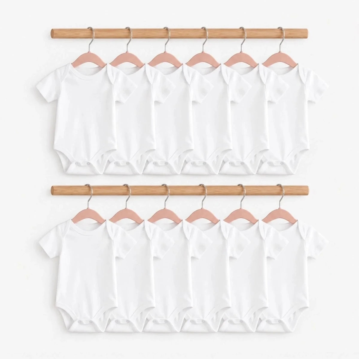 HelloBaby Unisex White Short Sleeve Bodysuits 12 Pack - White White - ebebek