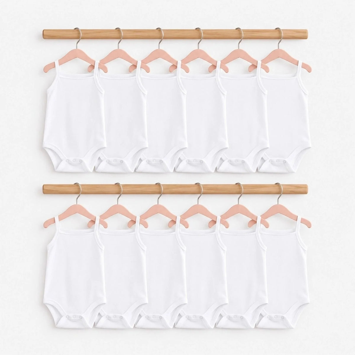 HelloBaby Unisex White Strappy Bodysuits 12 Pack - White