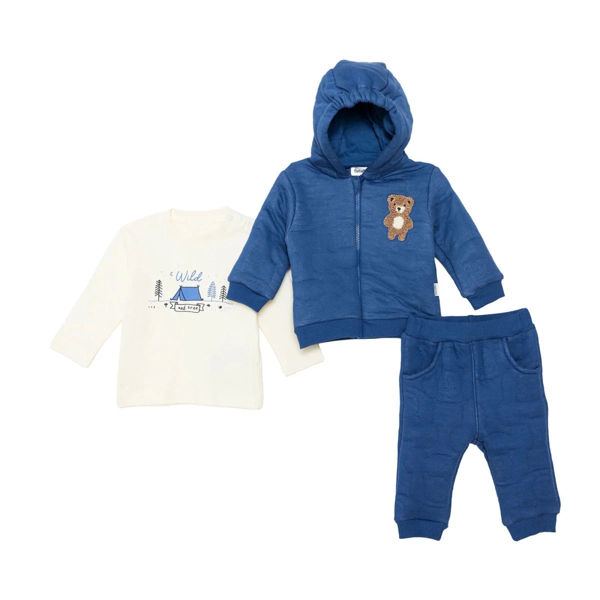 Bebetto 3 Piece Baby Cardigan, T-Shirt & Leggings Set (1-3 to 12 Months) Indigo - ebebek