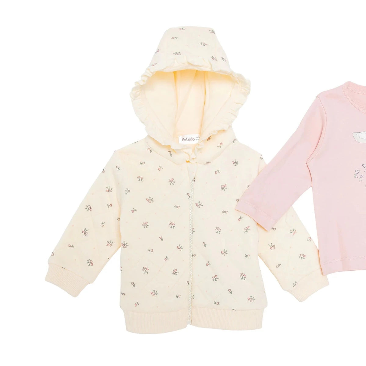 Bebetto 3 Piece Baby Cardigan, Sweatshirt & Leggings Set (1-3 to 12 Months) Light Rose - ebebek