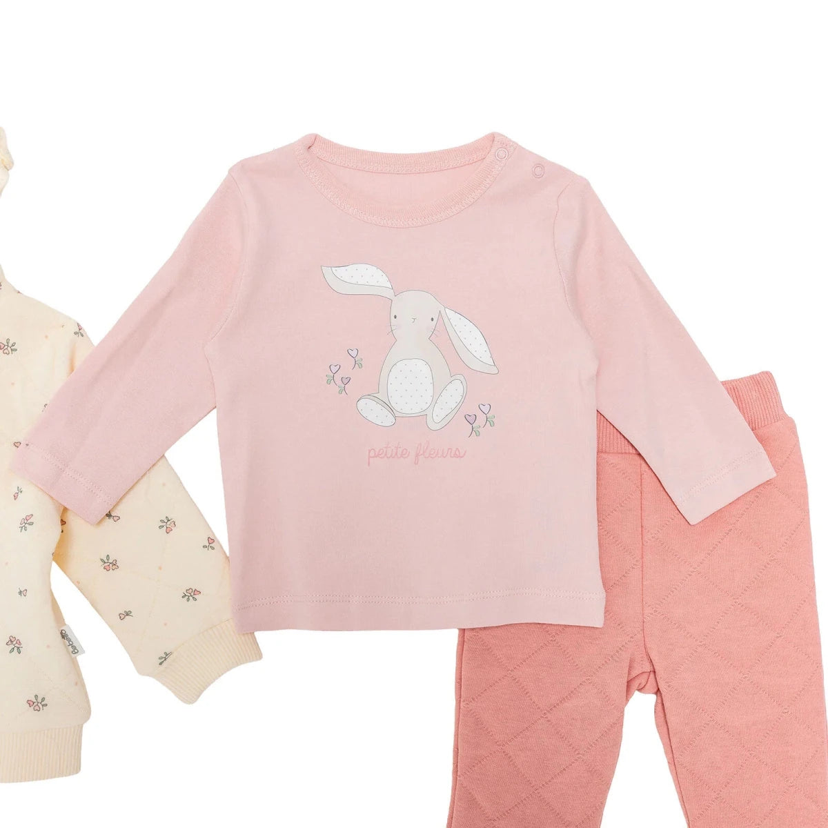 Bebetto 3 Piece Baby Cardigan, Sweatshirt & Leggings Set (1-3 to 12 Months) Light Rose - ebebek