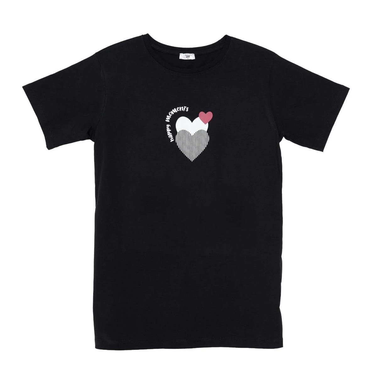 Baby Mom Heart Print Women's Maternity Short Sleeve T-Shirt (S to 2XL) Black - ebebek