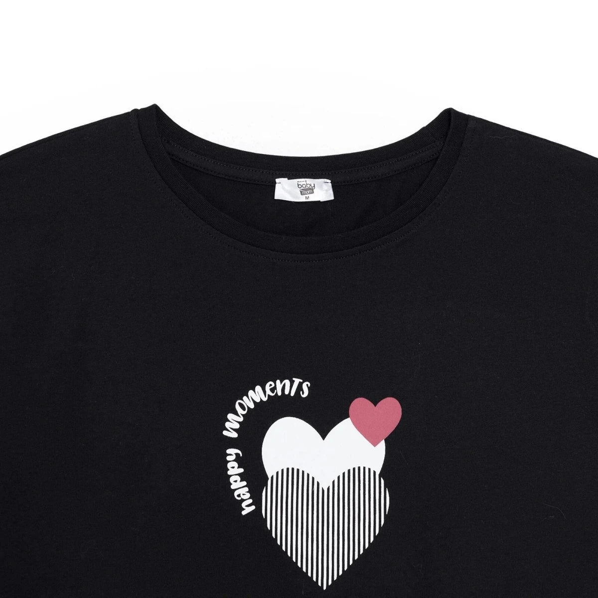 Baby Mom Heart Print Women's Maternity Short Sleeve T-Shirt (S to 2XL) Black - ebebek