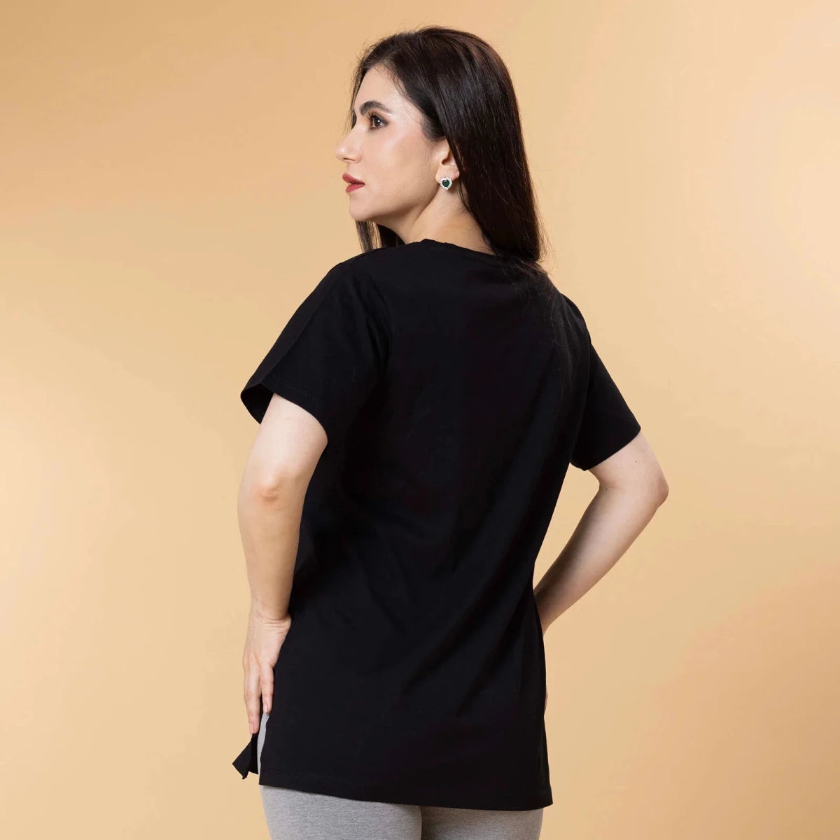 Baby Mom Heart Print Women's Maternity Short Sleeve T-Shirt (S to 2XL) Black - ebebek