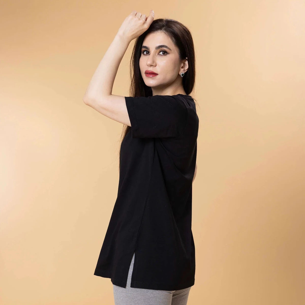Baby Mom Heart Print Women's Maternity Short Sleeve T-Shirt (S to 2XL) Black - ebebek