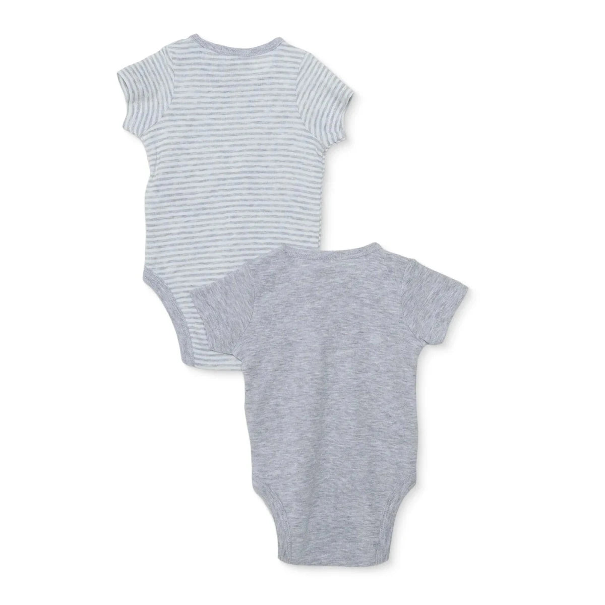 HelloBaby 2 Pack Striped Short Sleeve Baby Bodysuits (1-3 Months to 2-3 Years) Grey - ebebek