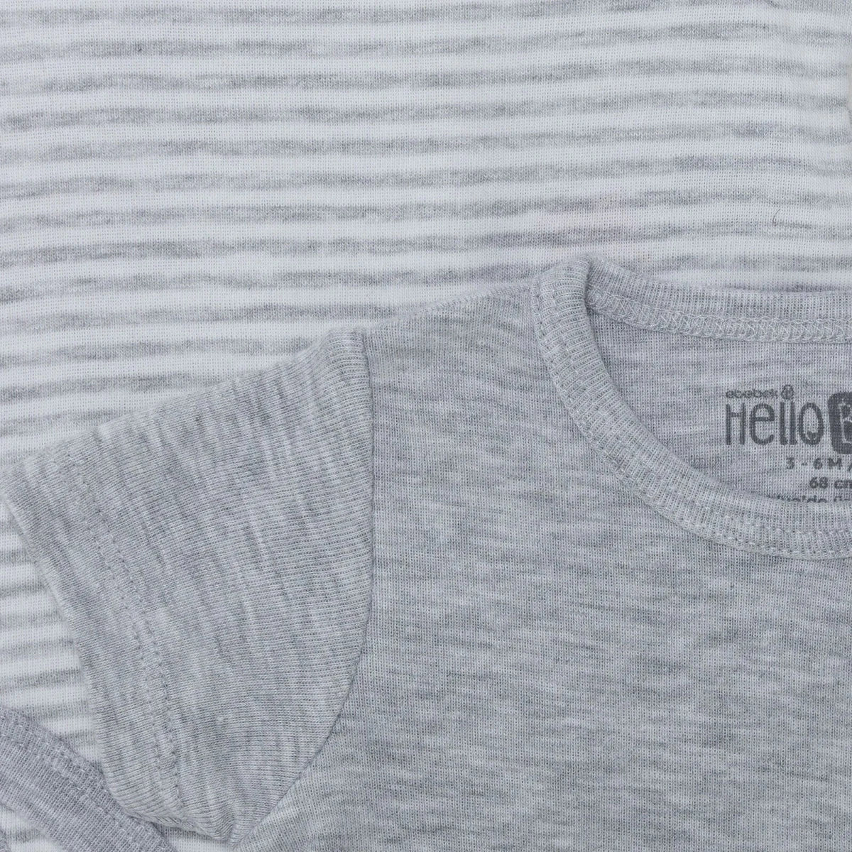 HelloBaby 2 Pack Striped Short Sleeve Baby Bodysuits (1-3 Months to 2-3 Years) Grey - ebebek