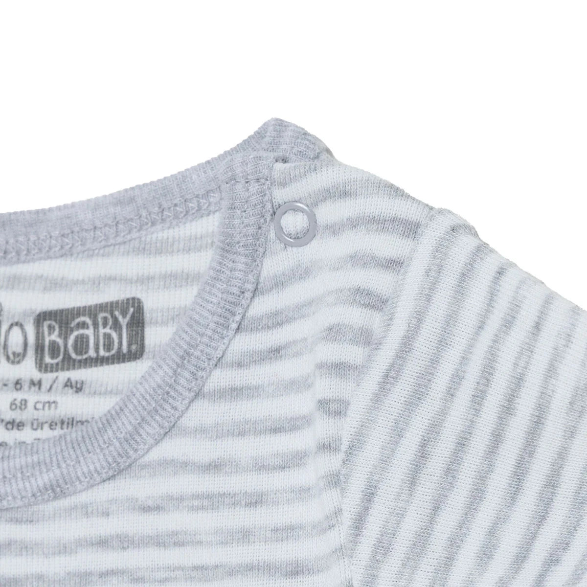 HelloBaby 2 Pack Striped Short Sleeve Baby Bodysuits (1-3 Months to 2-3 Years) Grey - ebebek