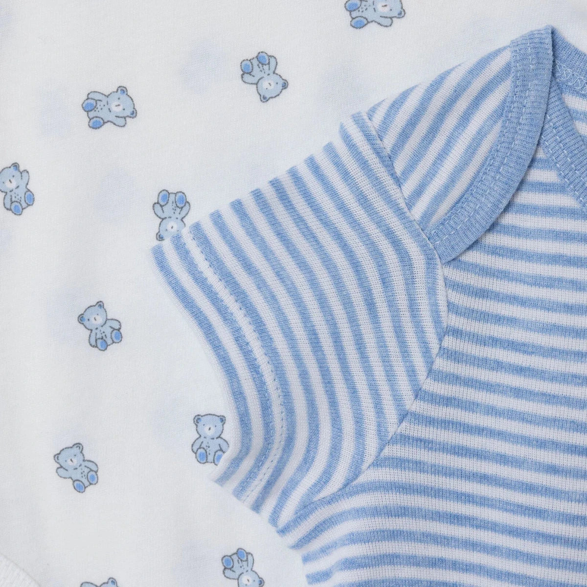 HelloBaby 2 Pack Bear Print Short Sleeve Baby Bodysuits (1-3 Months to 2-3 Years) Light Blue - ebebek