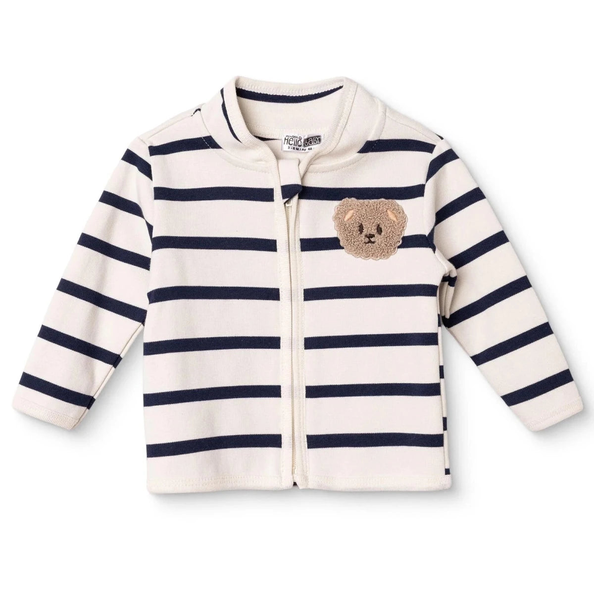 HelloBaby Grandad Collar Printed Baby Cardigan (1-3 Months to 12 Months) Ecru Printed - ebebek