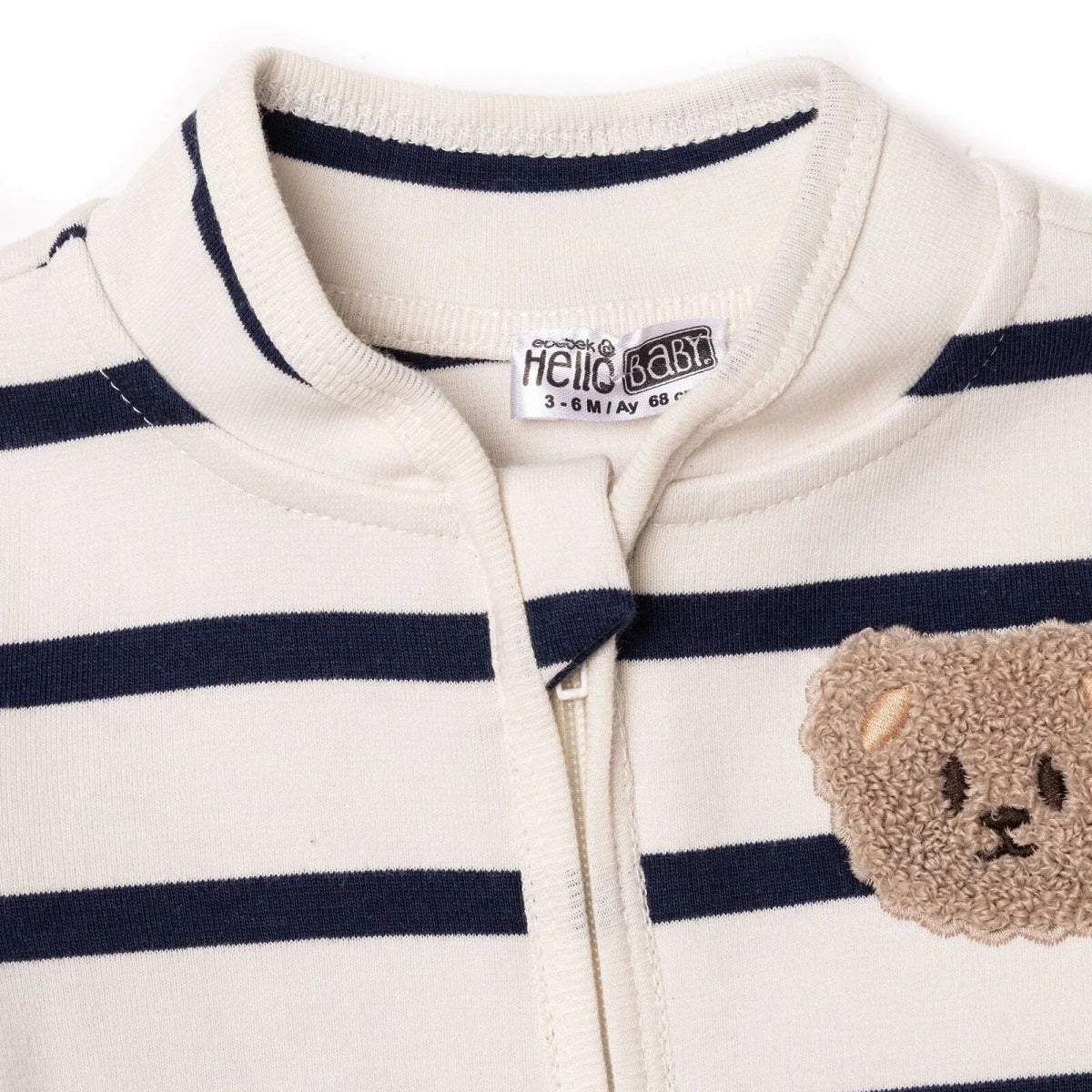 HelloBaby Grandad Collar Printed Baby Cardigan (1-3 Months to 12 Months) Ecru Printed - ebebek