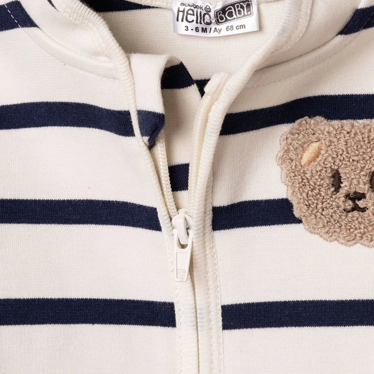 HelloBaby Grandad Collar Printed Baby Cardigan (1-3 Months to 12 Months) Ecru Printed - ebebek