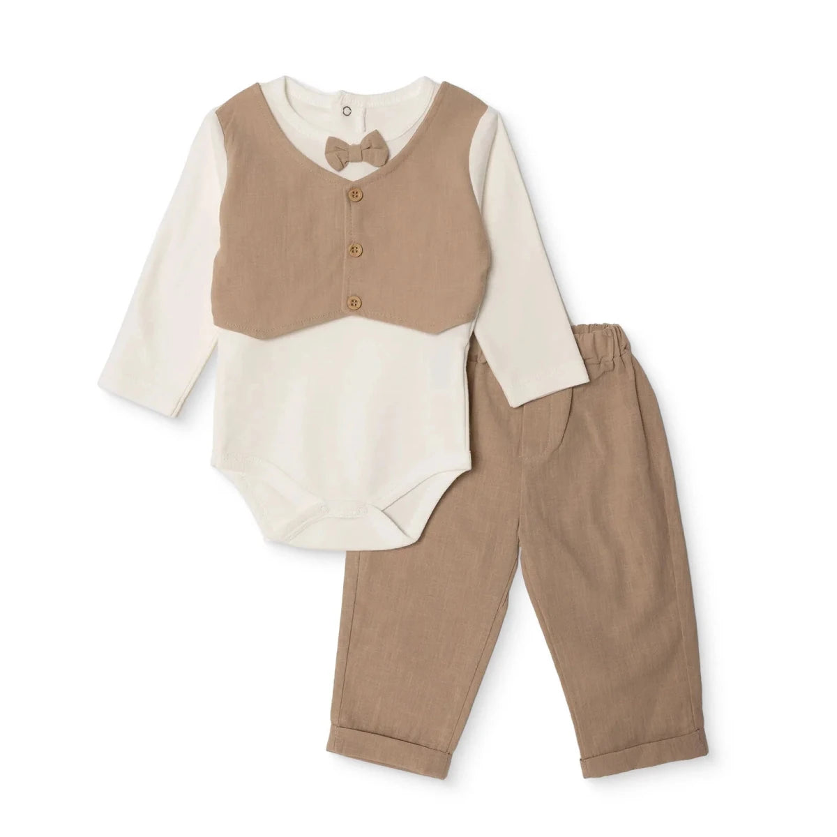 HelloBaby Collared Baby Ceremony Outfit (1-3 Months to 12 Months) Beige - ebebek