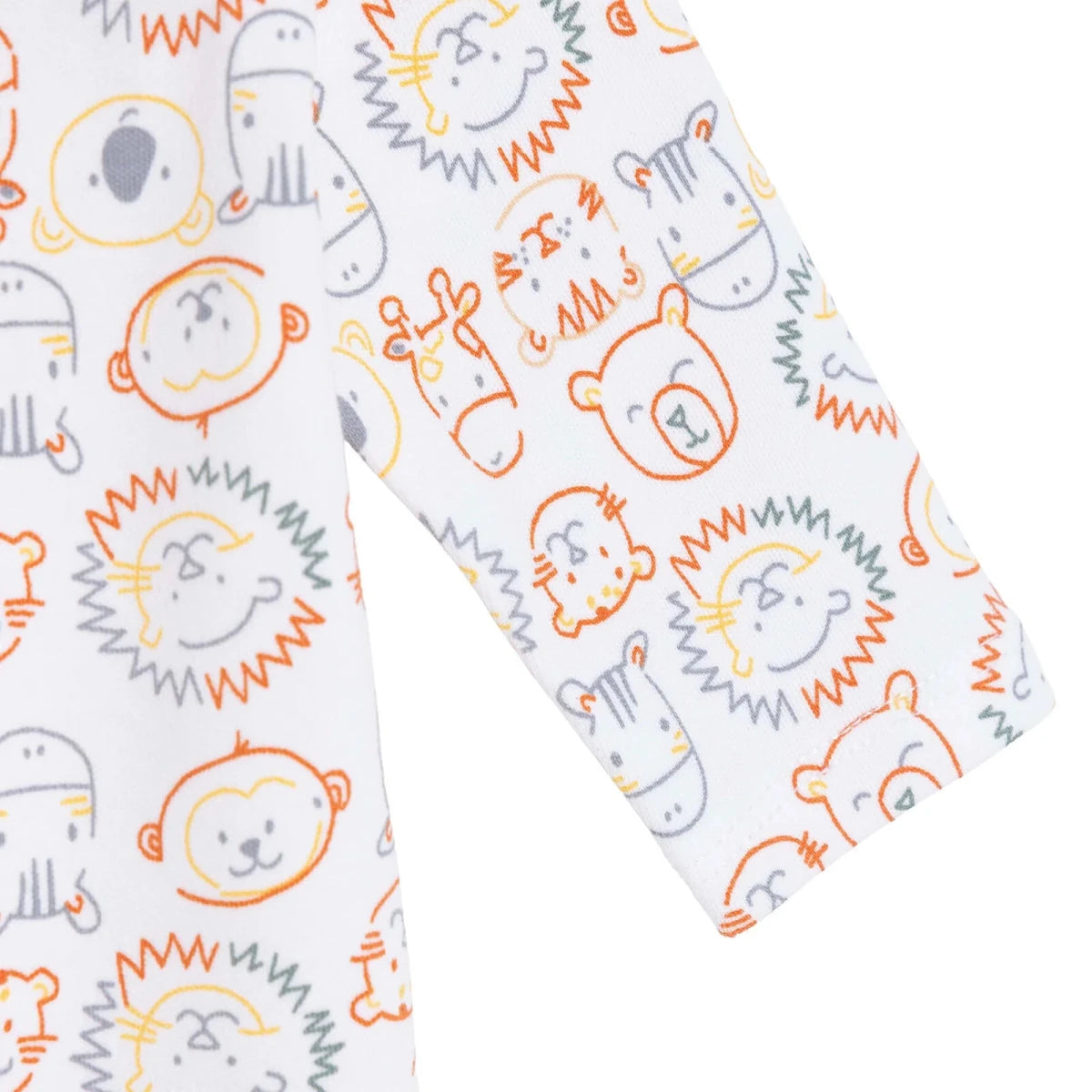 HelloBaby Long Sleeve Baby Sleepsuit with Feet (Newborn to 6-9 Months) Ecru Printed - ebebek