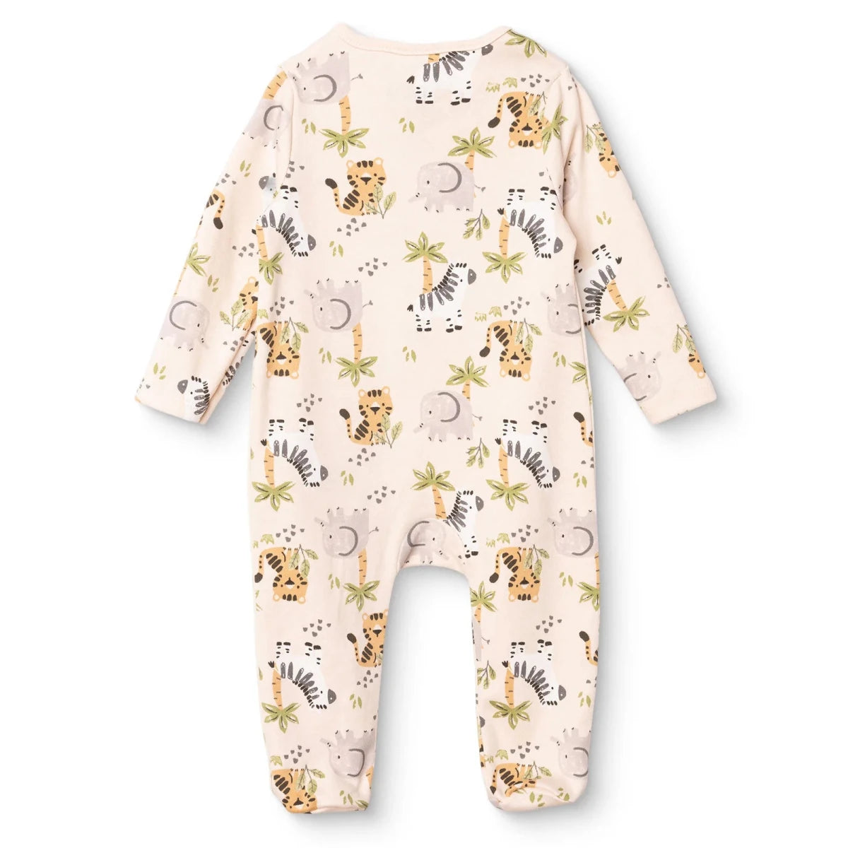 HelloBaby Long Sleeve Baby Sleepsuit with Feet (Newborn to 6-9 Months) Beige Printed - ebebek