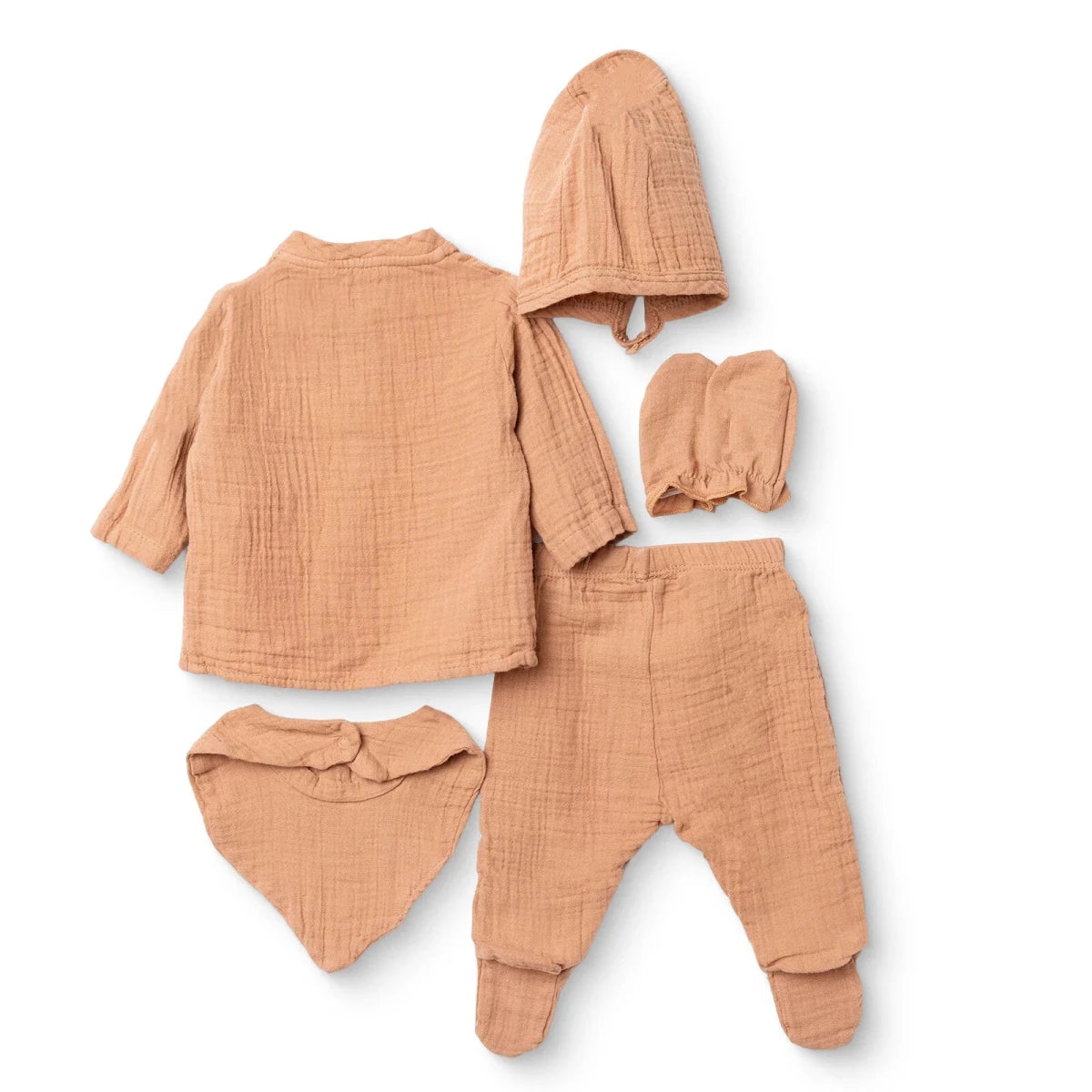 HelloBaby 5 Piece Muslin Baby Hospital Bag Set on a Hanger (Newborn) Brown - ebebek