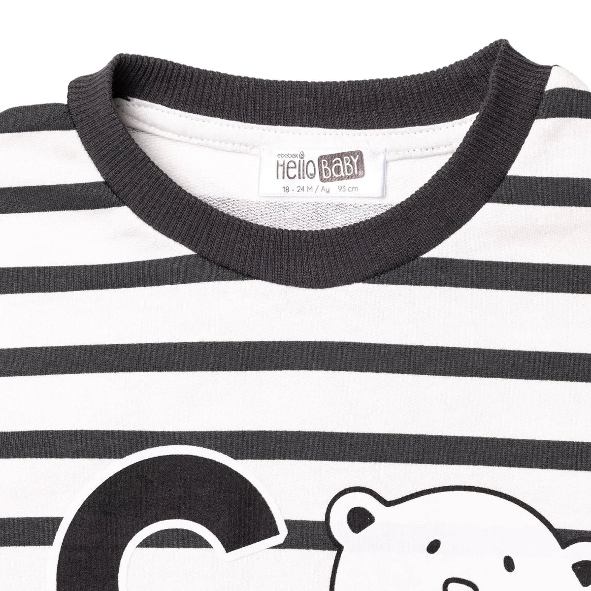 HelloBaby Loopback Baby Sweatshirt & Joggers Set (3-6 Months to 3-4 Years) Black Printed - ebebek