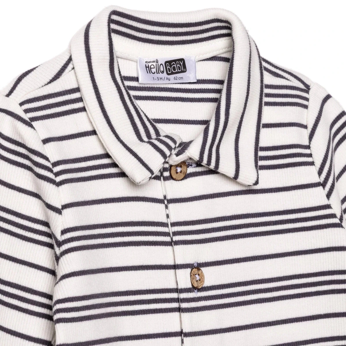 HelloBaby Long Sleeve Footless Baby Sleepsuit (Newborn to 6-9 Months) Ecru Printed - ebebek