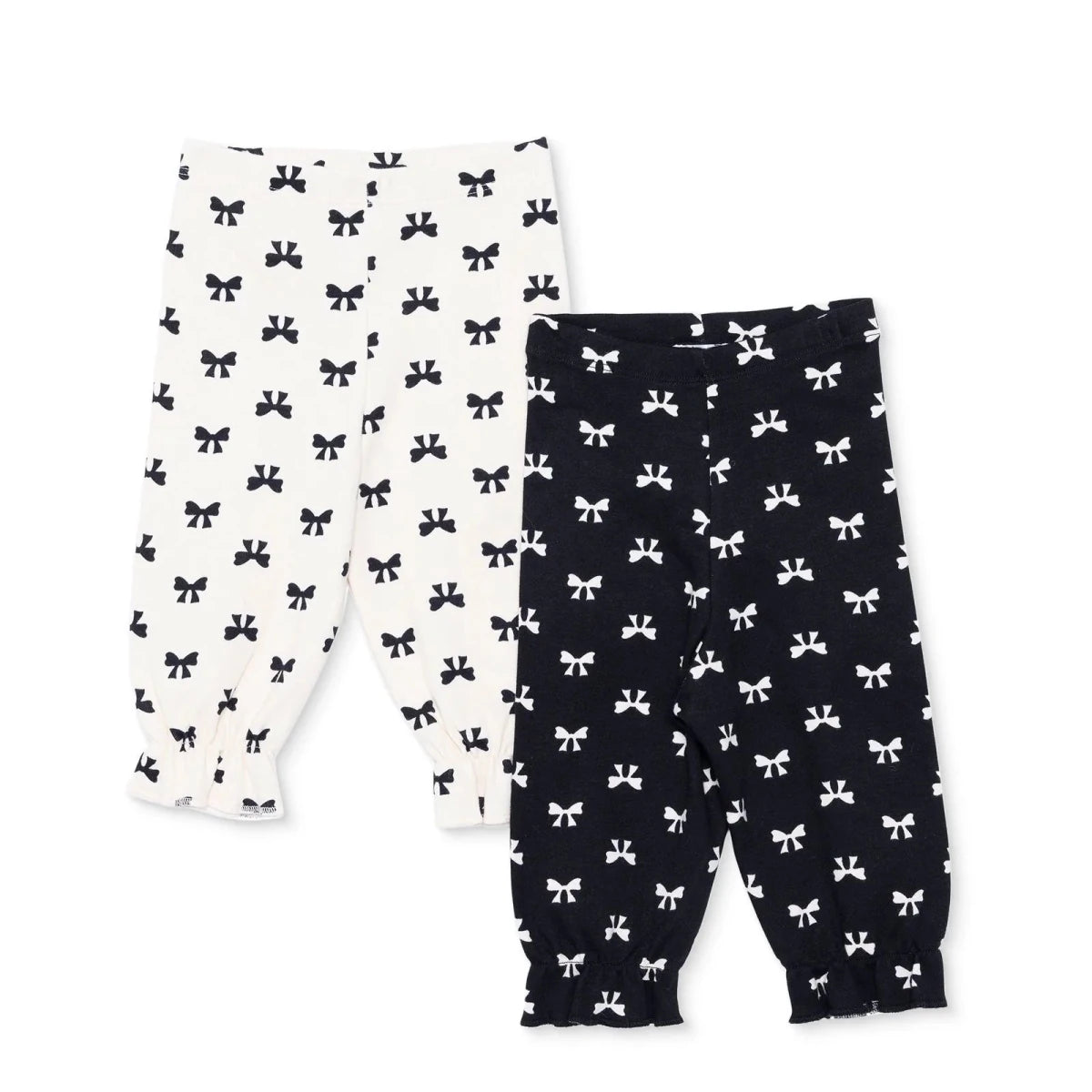 HelloBaby 2 Pack Bow Print Interlock Footless Baby Bottoms (3-6 Months to 2-3 Years) - Black Black - ebebek