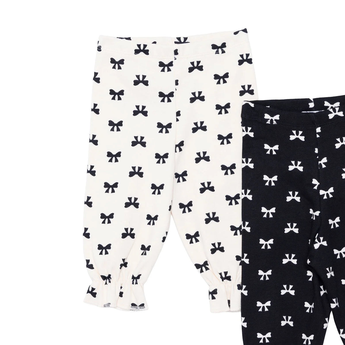 HelloBaby 2 Pack Bow Print Interlock Footless Baby Bottoms (3-6 Months to 2-3 Years)