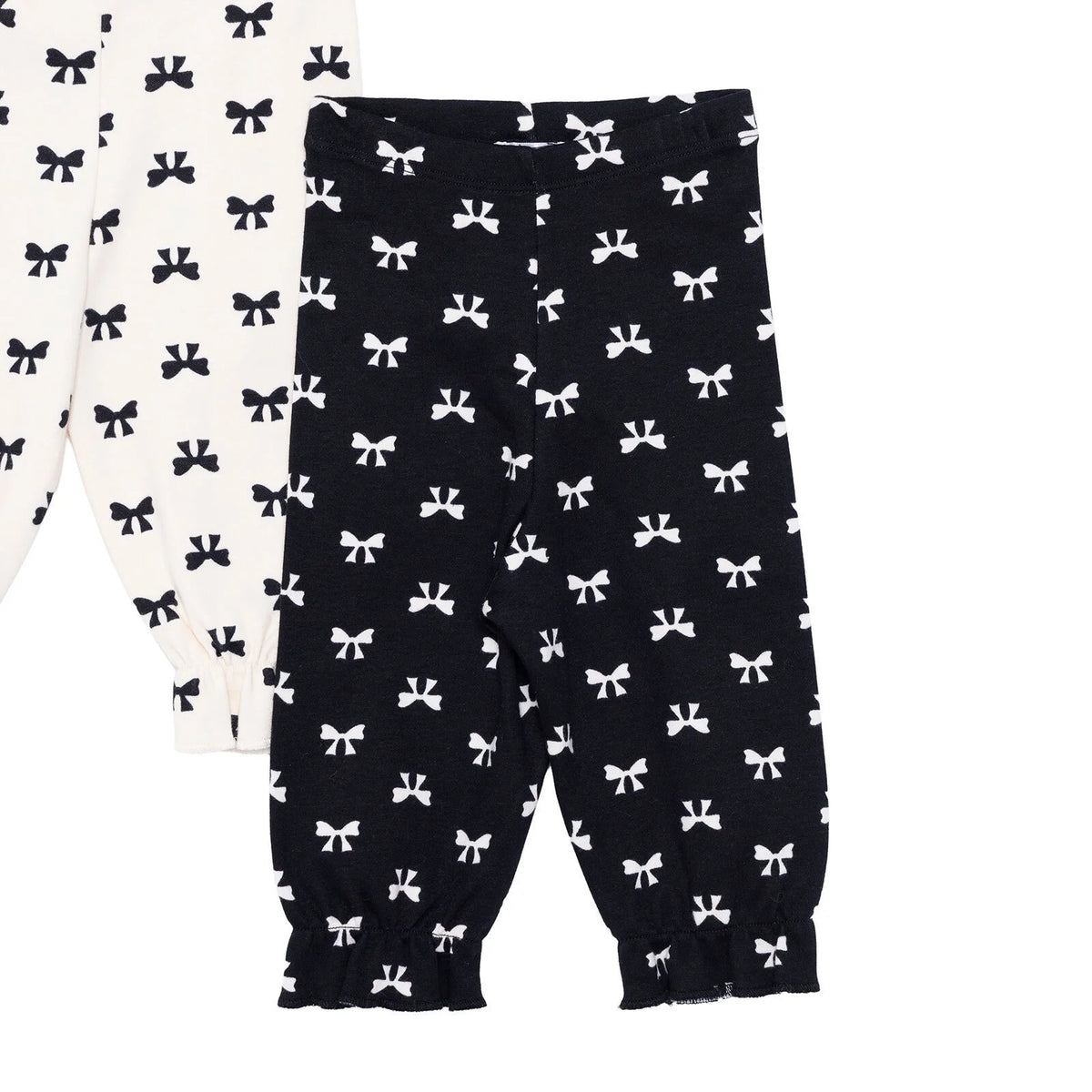 HelloBaby 2 Pack Bow Print Interlock Footless Baby Bottoms (3-6 Months to 2-3 Years)