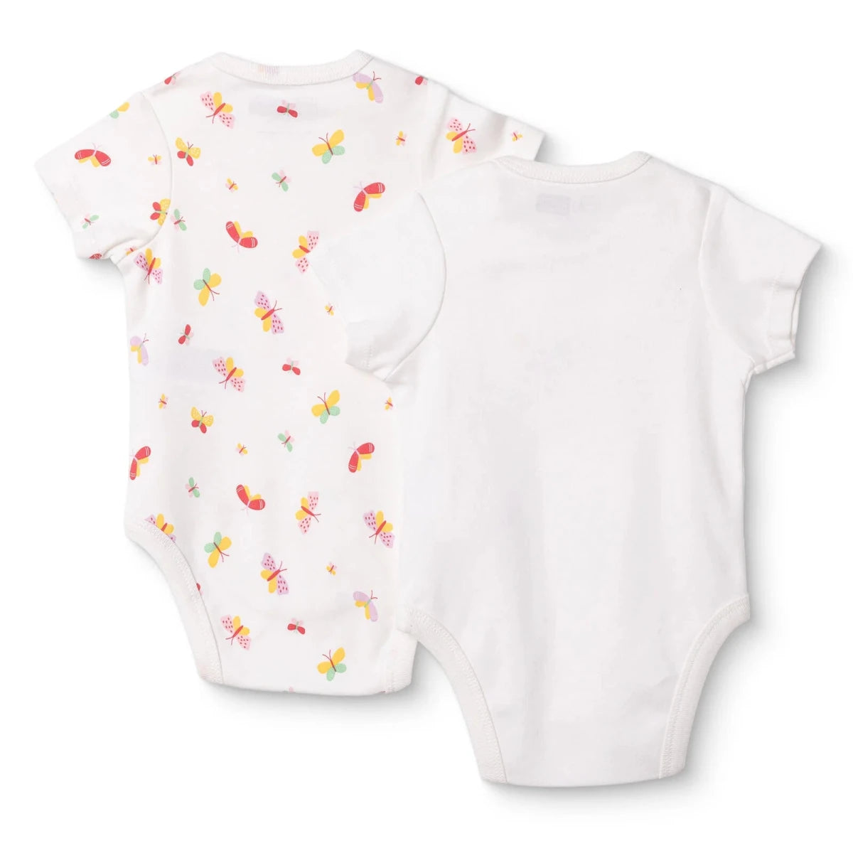 HelloBaby 2 Pack Envelope Neck Short Sleeve Baby Bodysuits (1-3 Months to 2-3 Years) Ecru - ebebek