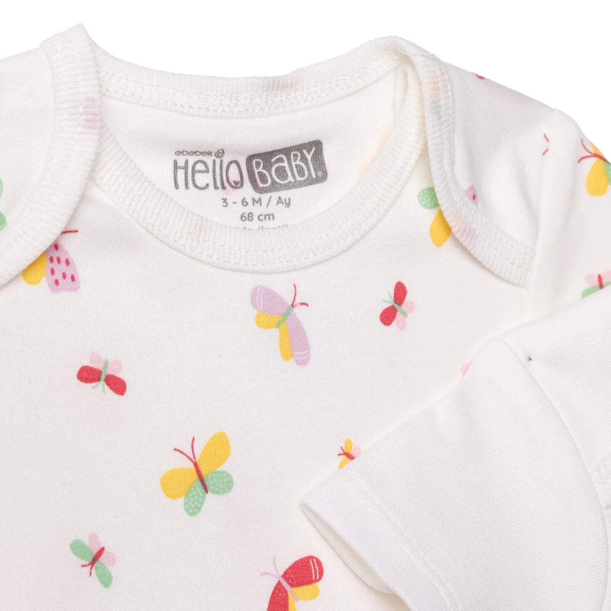 HelloBaby 2 Pack Envelope Neck Short Sleeve Baby Bodysuits (1-3 Months to 2-3 Years) Ecru - ebebek