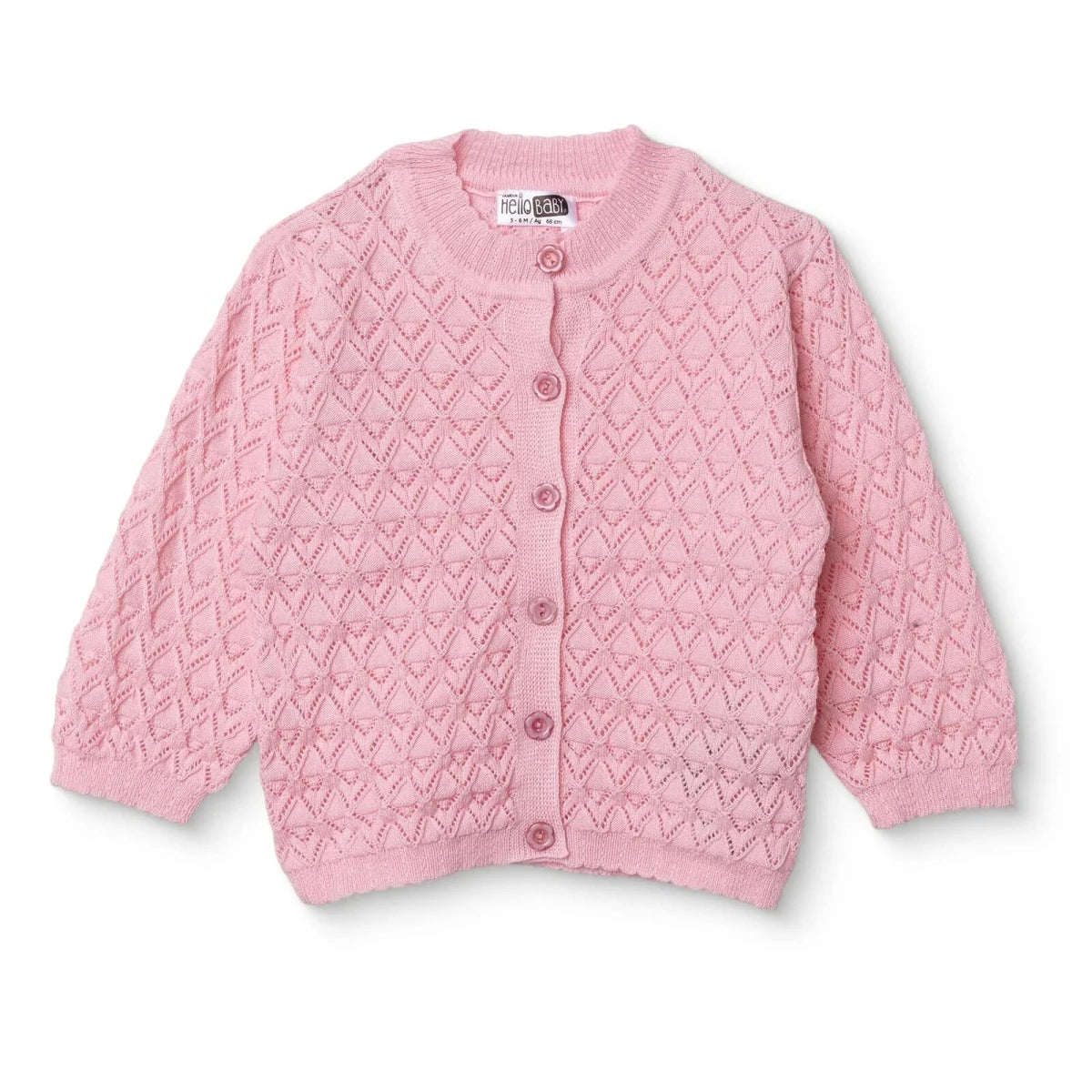 HelloBaby Floral Print Knitted Baby Cardigan (1-3 Months to 12 Months) Pink - ebebek