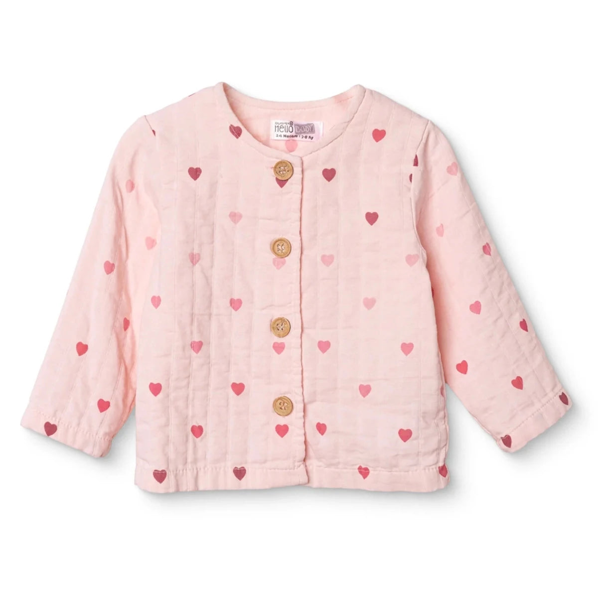 HelloBaby Short Sleeve Muslin Baby Cardigan (1-3 Months to 12 Months) Pink Printed - ebebek