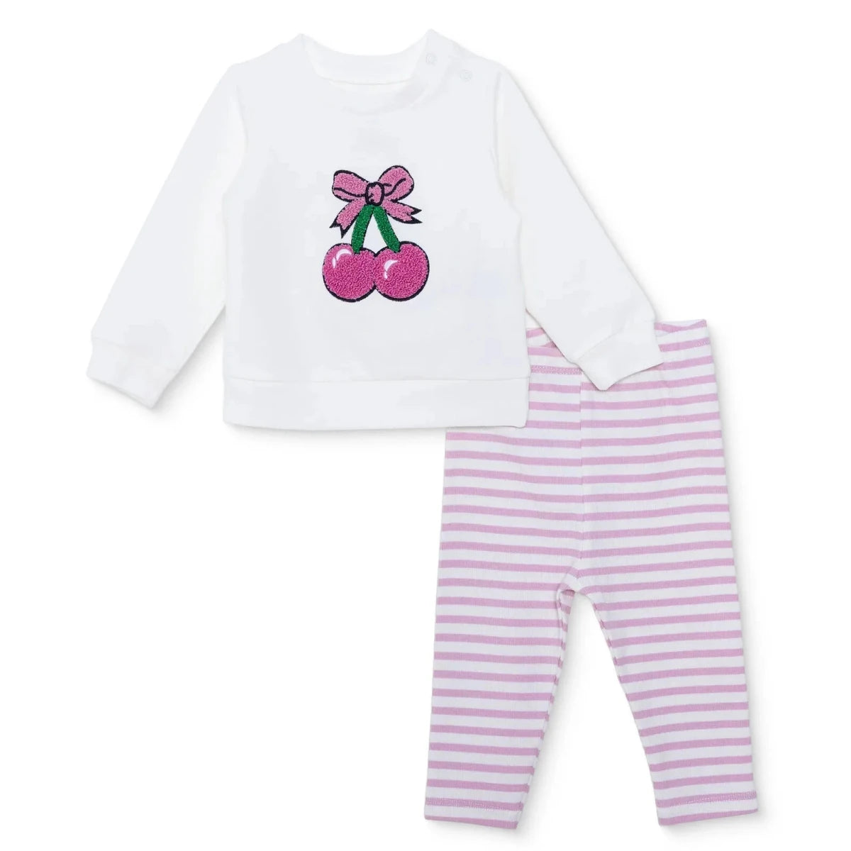 HelloBaby Cherry Print Baby Sweatshirt & Leggings Set (1-3 Months to 12 Months) Pink - ebebek