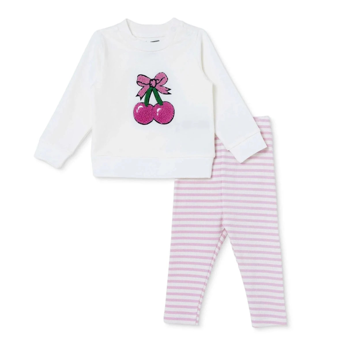 HelloBaby Cherry Print Baby Sweatshirt & Leggings Set (1-3 Months to 12 Months) Pink - ebebek