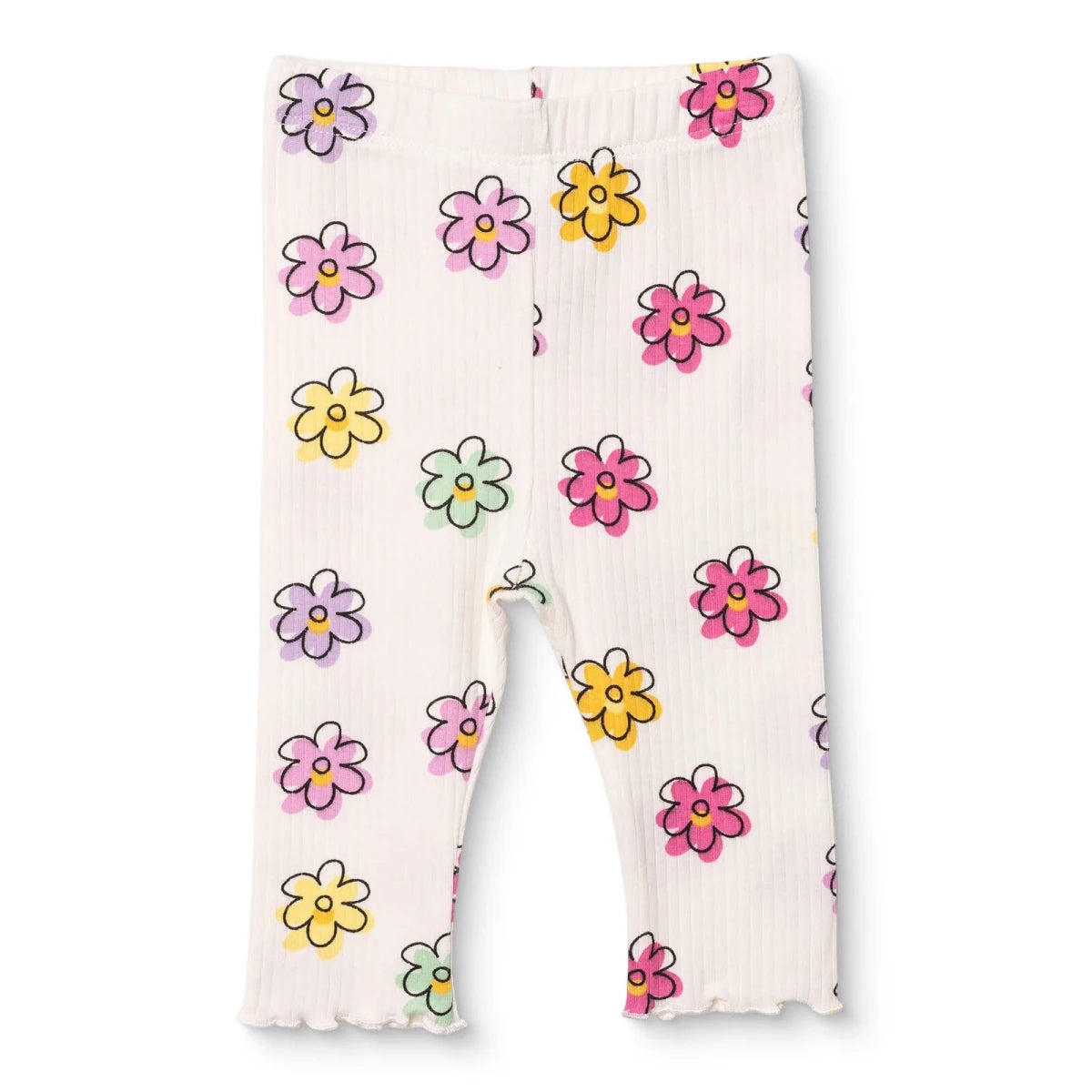 HelloBaby Floral Print Interlock Baby Leggings (1-3 Months to 12 Months) Ecru Printed - ebebek