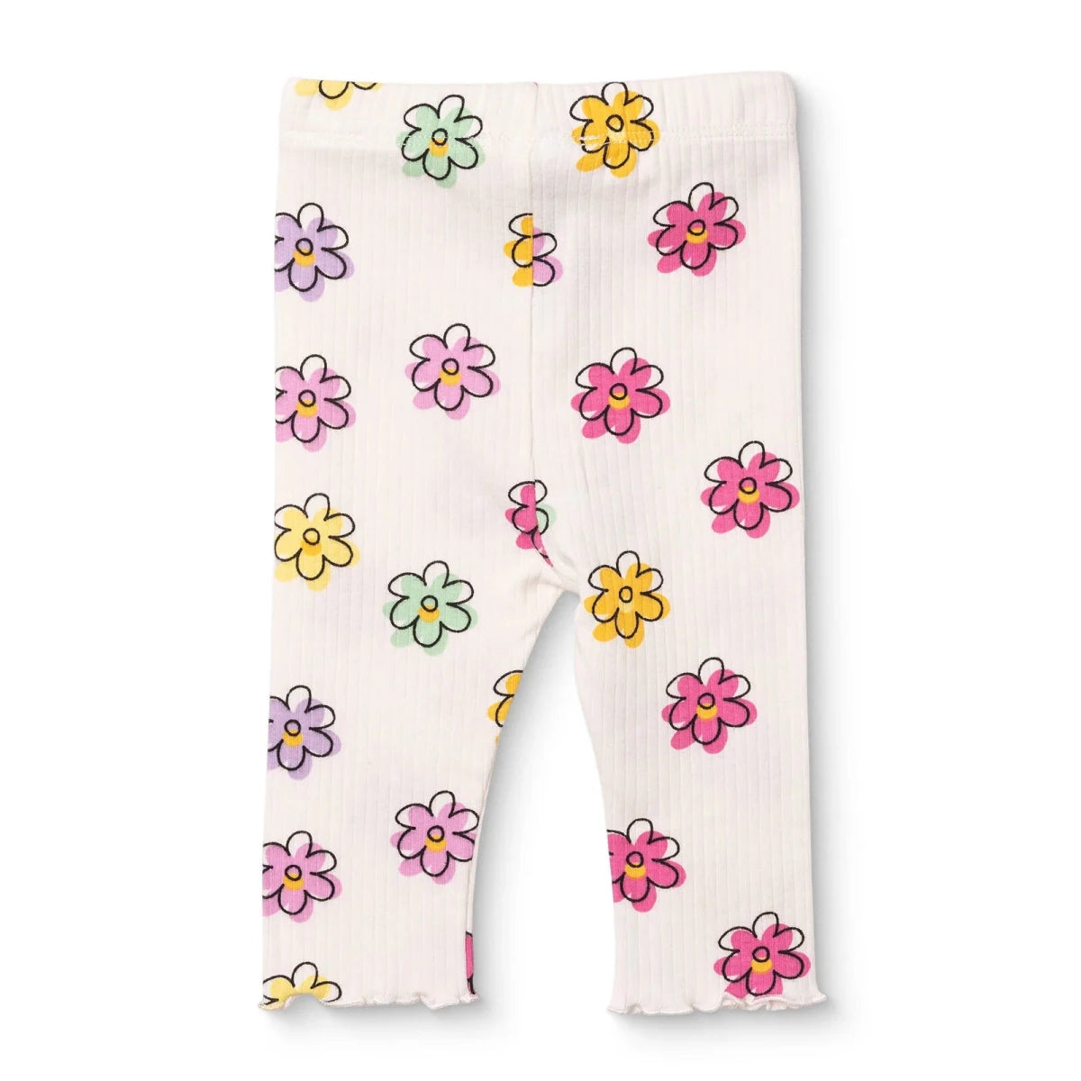 HelloBaby Floral Print Interlock Baby Leggings (1-3 Months to 12 Months) Ecru Printed - ebebek