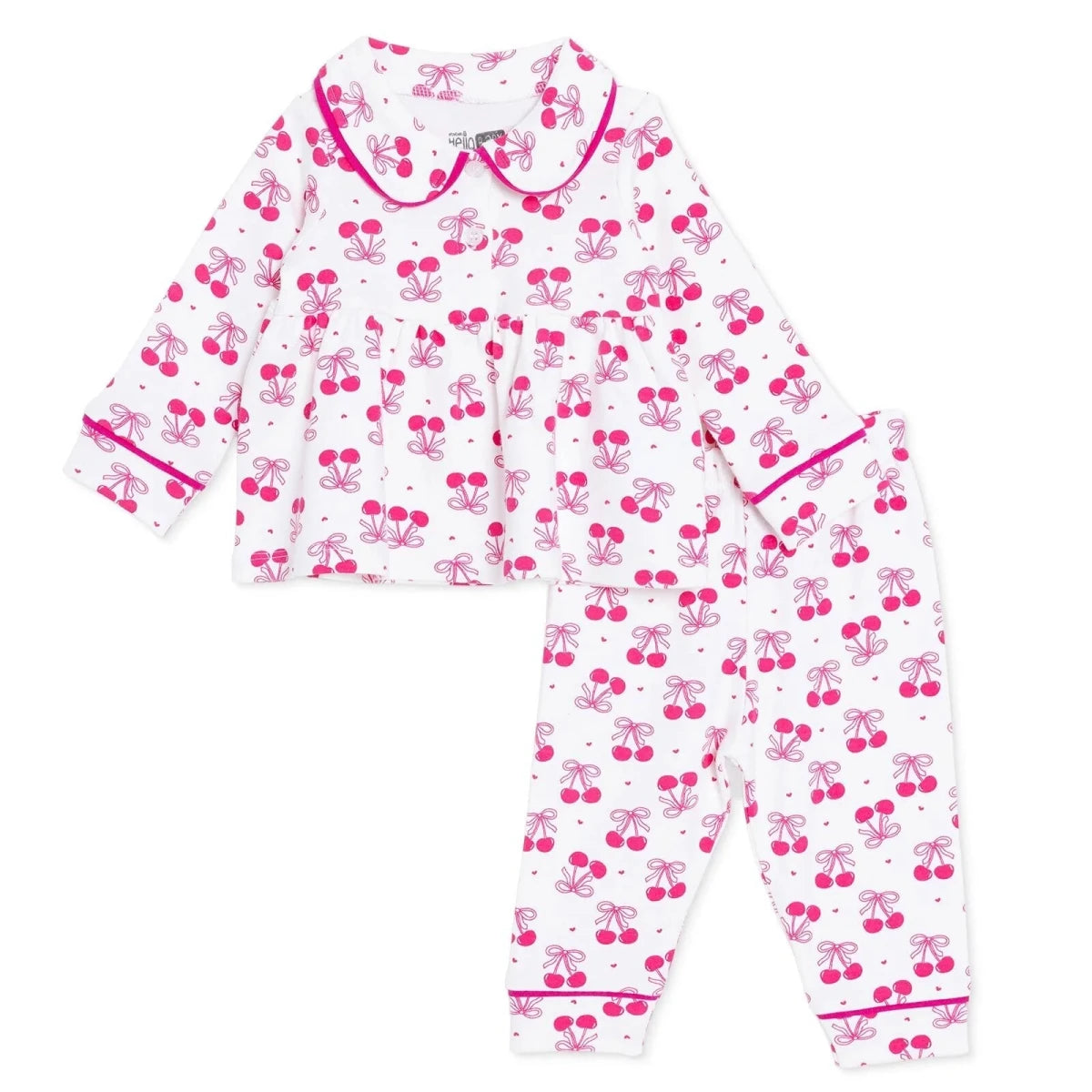 HelloBaby Peter Pan Collar Long Sleeve Baby Pyjama Set (3-6 Months to 2-3 Years) Ecru - ebebek