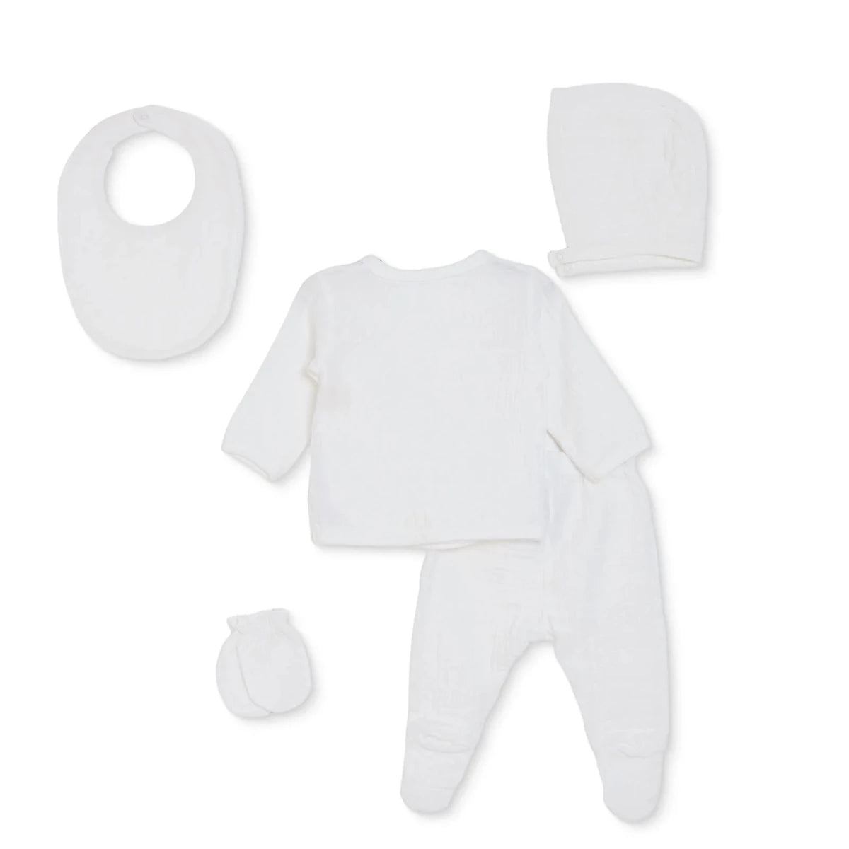 HelloBaby 5 Piece "Little One" Slogan Muslin Baby Hospital Bag Set on a Hanger (Newborn) Ecru - ebebek
