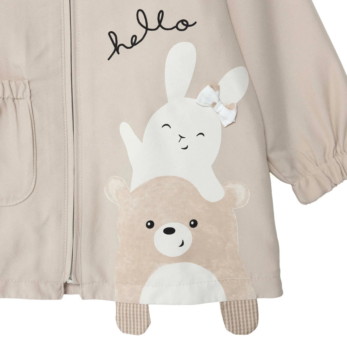 Midimod Hooded Lined Microfibre Baby Raincoat (9-12 Months to 4-5 Years) Beige - ebebek