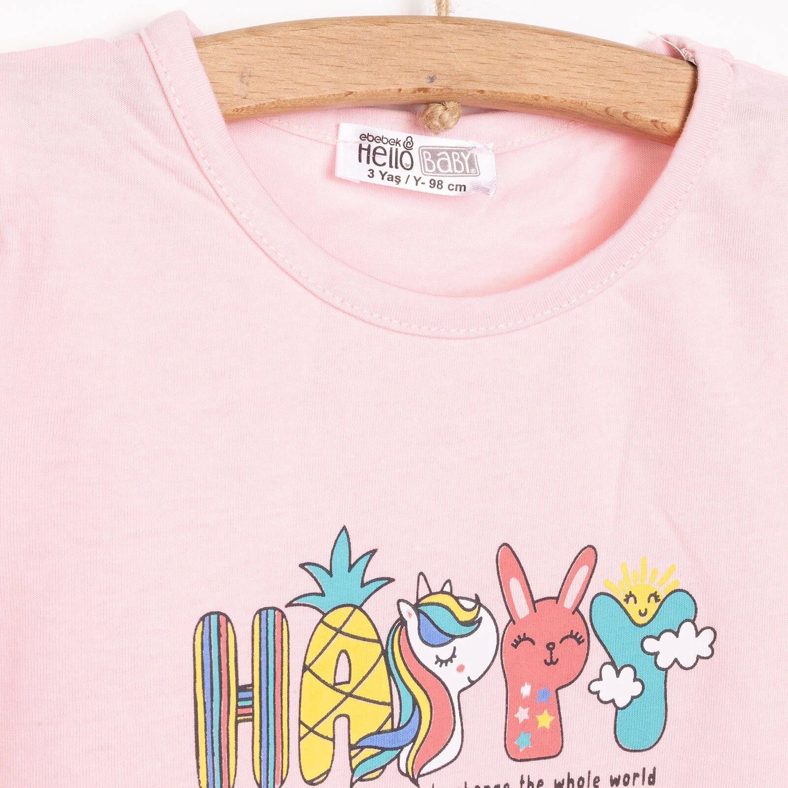HelloBaby Basic Happy Printed Tshirt - Pink - ebebek - Black Friday