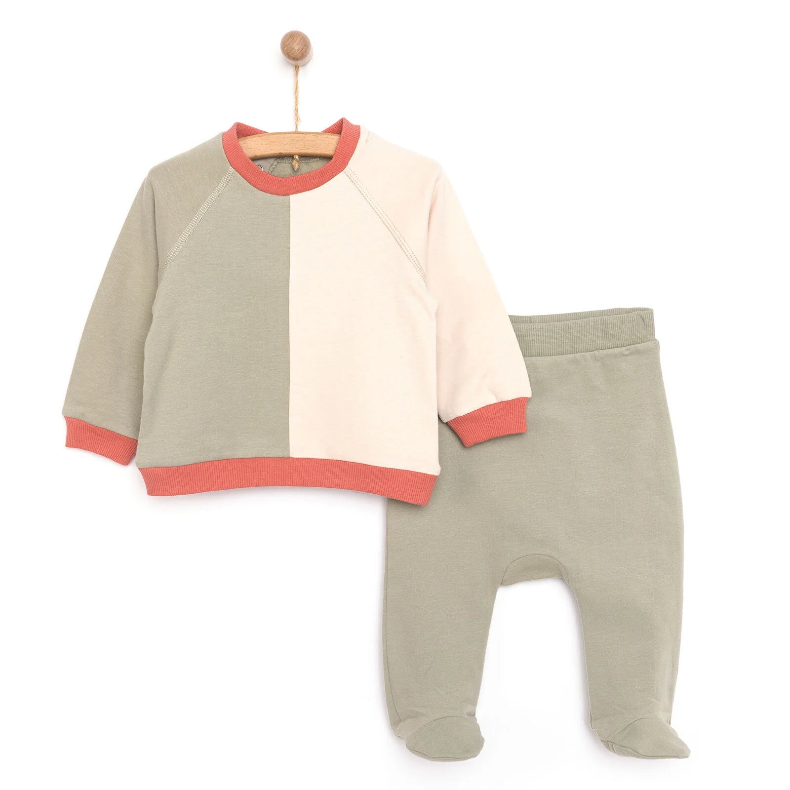 HelloBaby Newborn Colour Block Sweatshirt - Green - ebebek - Black Friday