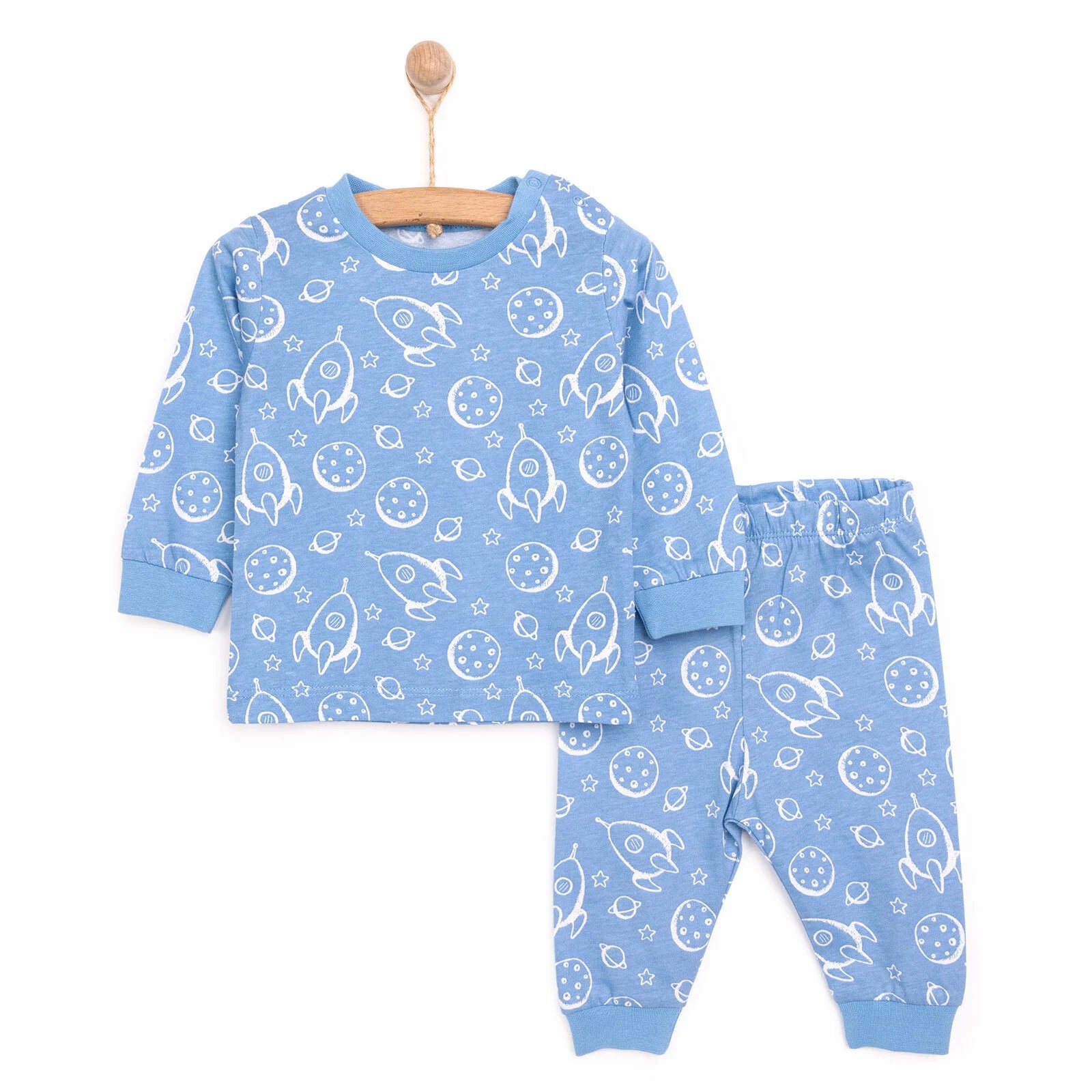 HelloBaby Boy Long Sleeve Pyjamas Set - Blue - ebebek - Black Friday