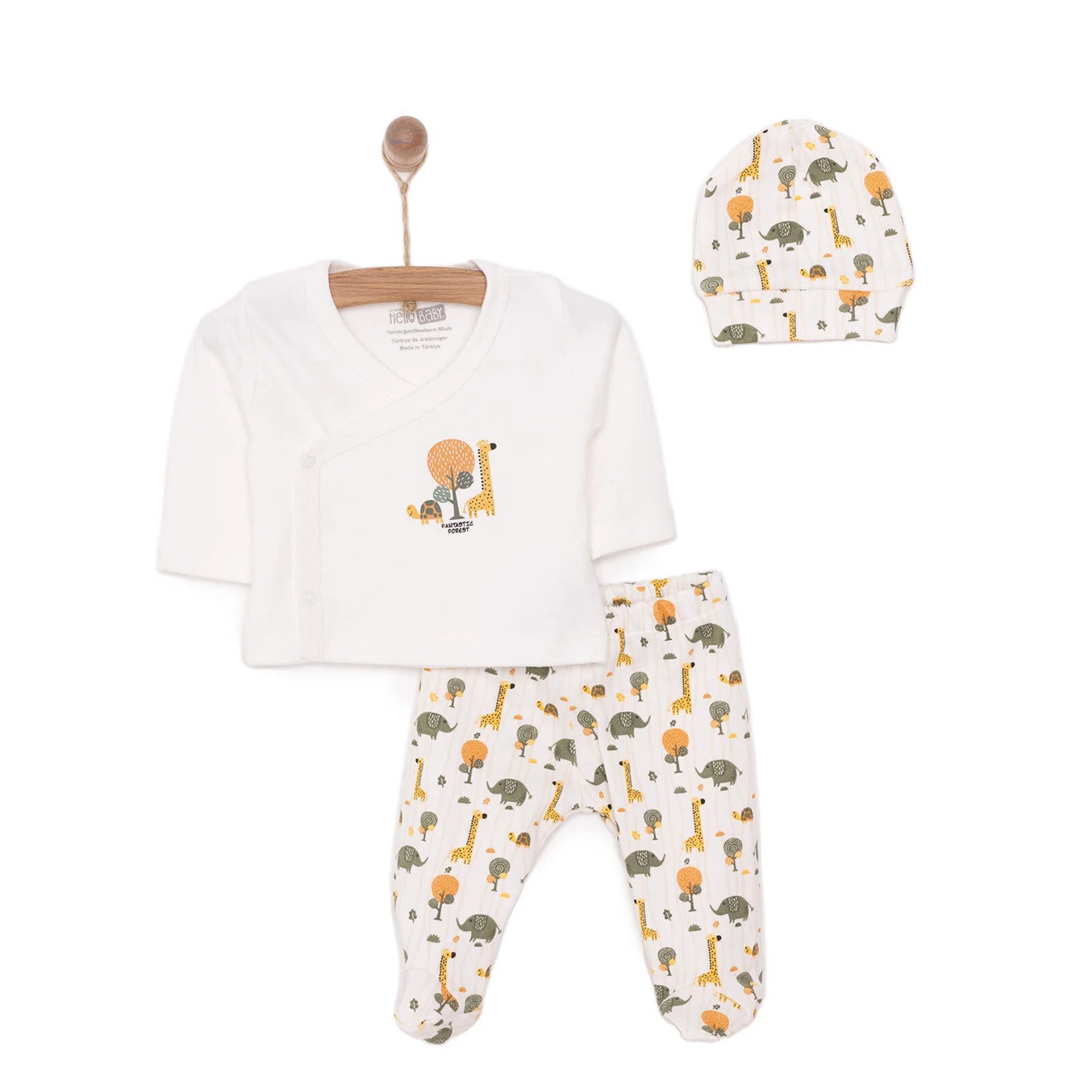 HelloBaby Newborn Baby Boy Body - Footed Bottom - Hat - Ecru - ebebek - Black Friday